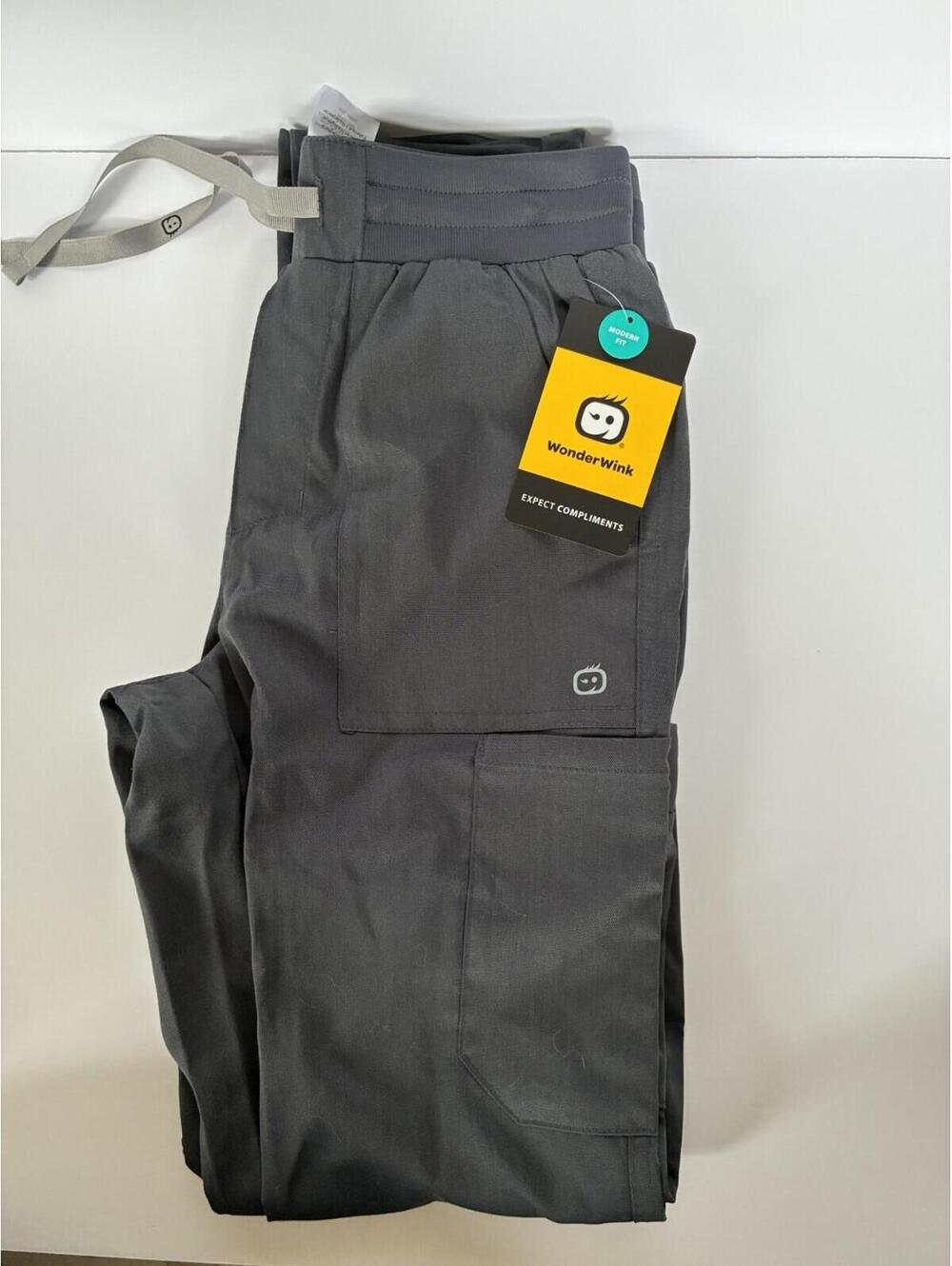 WonderWink Origins Scrub Pants Pewter Gray 7 Pocket Medical Uniform 2XS